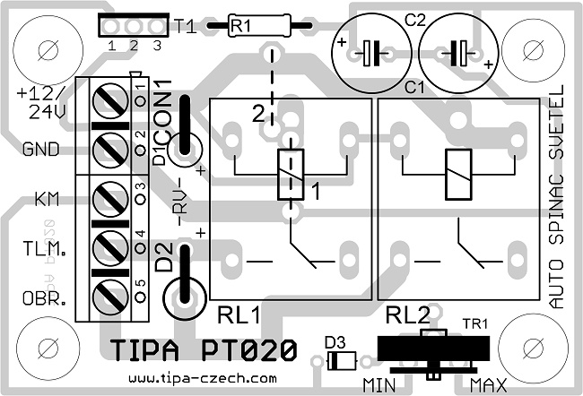 PT020 - Automatické rozsvěcování světel automobilů