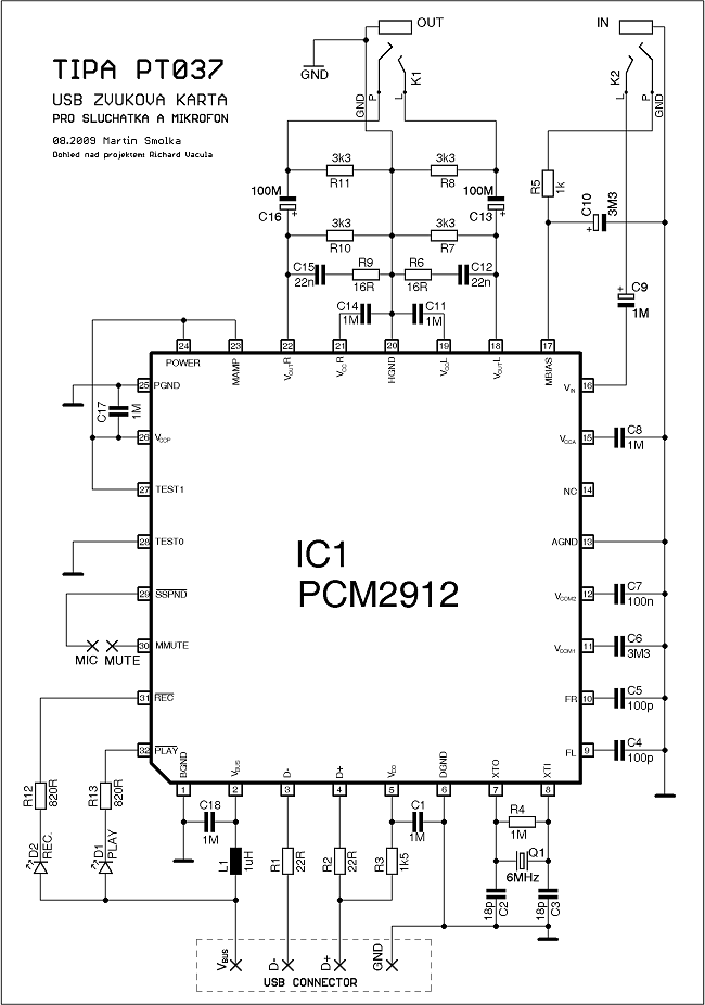 PT037 - Schéma USB zvukovka s PCM2912