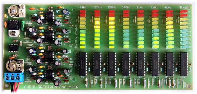 Audio spectrum analyzer... 8-mi pasmový indikator vybuzení